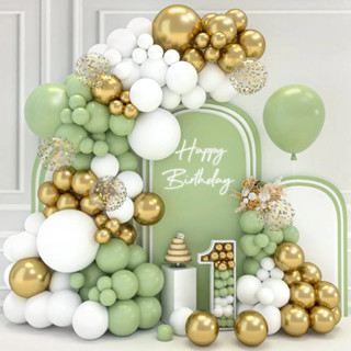 Kit 115 Balões Verde Eucalipto Dourado P/ Arco Desconstruido Ouro Arco Desconstruido Bexiga Dourado Liso/Metalizado Bubble Confete+Fita Kit Balão Festa Promoção Aniversario+Fita Arco em Oferta na Shopee