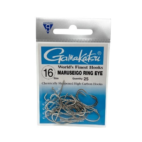 Anzol para pesca GAMAKATSU MARUSEIGO Nº16 - Made in Japan. Para peixes de água doce ou salgada.