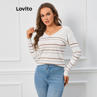 Lovito Casual Suéter Feminino com Estampa Listrada LBL09272