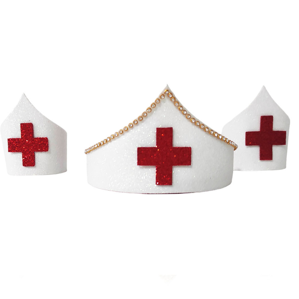 Tiara+Bracelete Enfermeira Eva Fantasia Infantil e Adulto