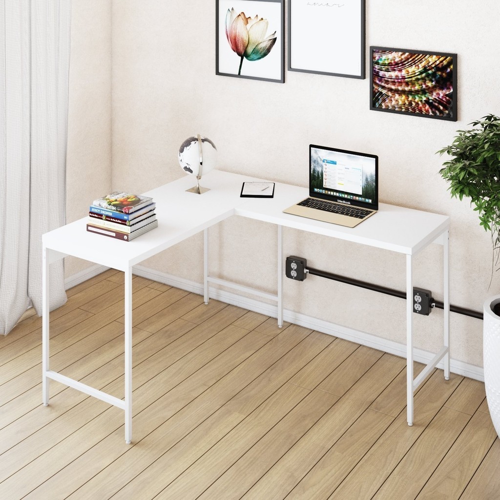 Escrivaninha Mesa Escritório em L Estilo Industrial 120x140cm Active Branco/Branco Chess