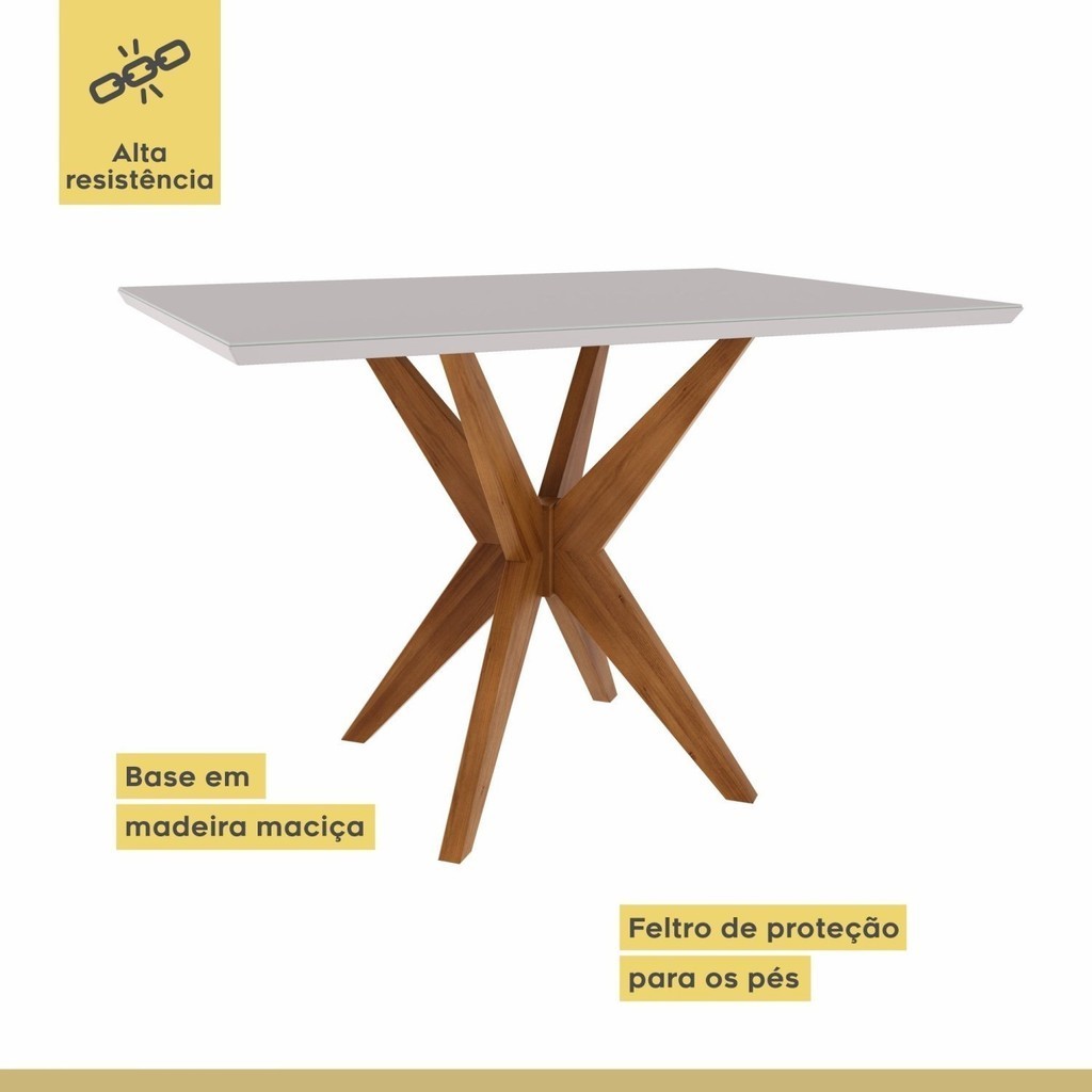 Conjunto Sala de Jantar Mesa Donna com 4 Cadeiras Rainha em Madeira Maciça - Home & Living