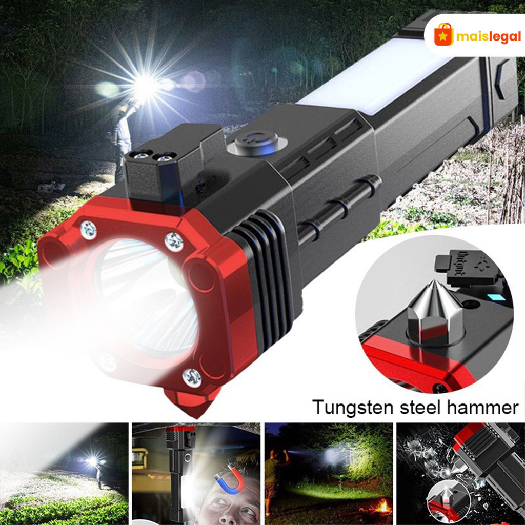 lanterna tática indestrutível 4 em 1 Martelo Magnético Multifuncional COB Fundamentos de Acampamento ao Ar Livre