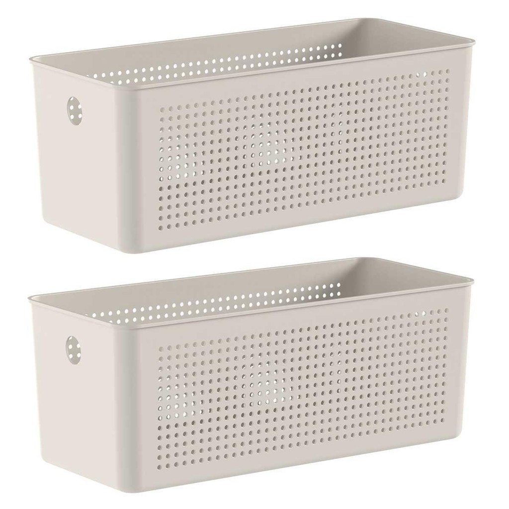 2x Cestos 6,6L Organizador OU Flow Bege 13cm x 15cm x 34cm em Oferta na Shopee