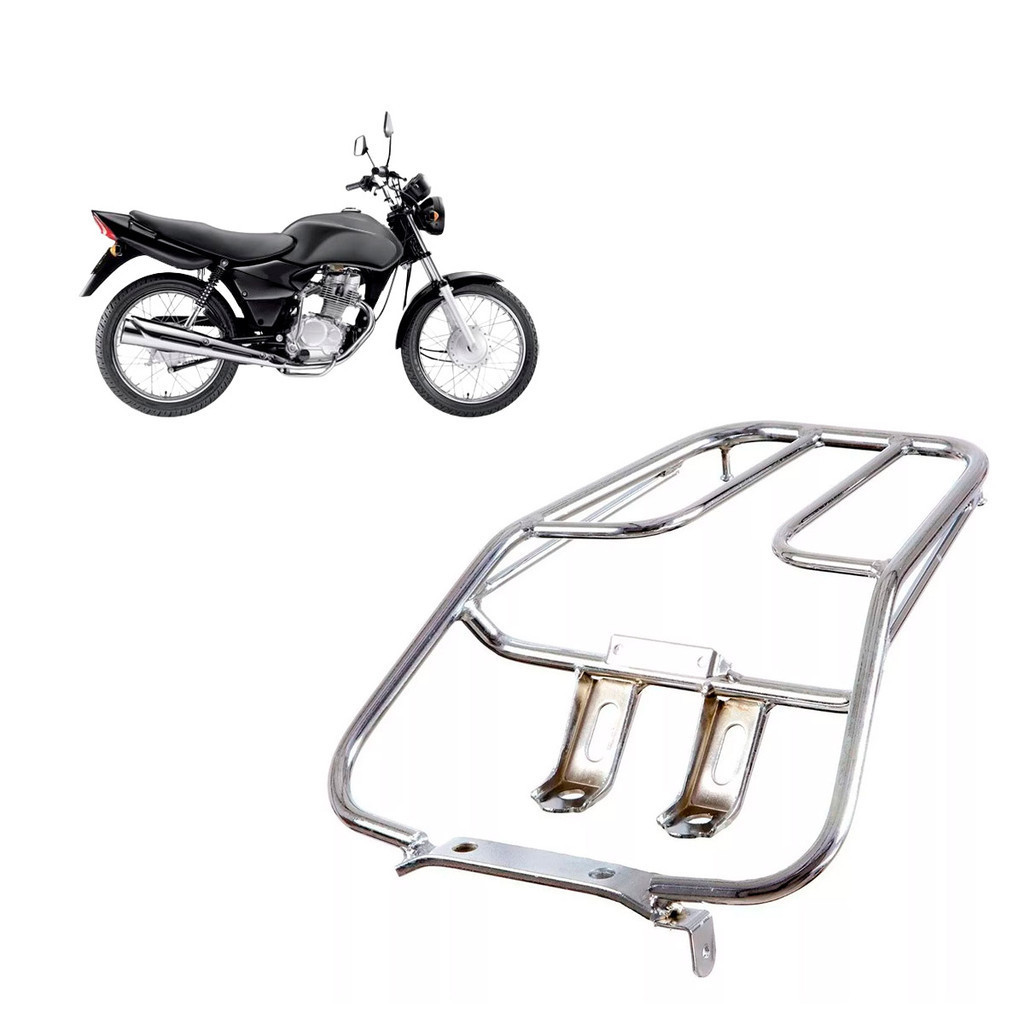 Bagageiro Cromado Moto Honda Cg Titan Fan 125 2000 2001 2002 2003 2004 em Oferta na Shopee