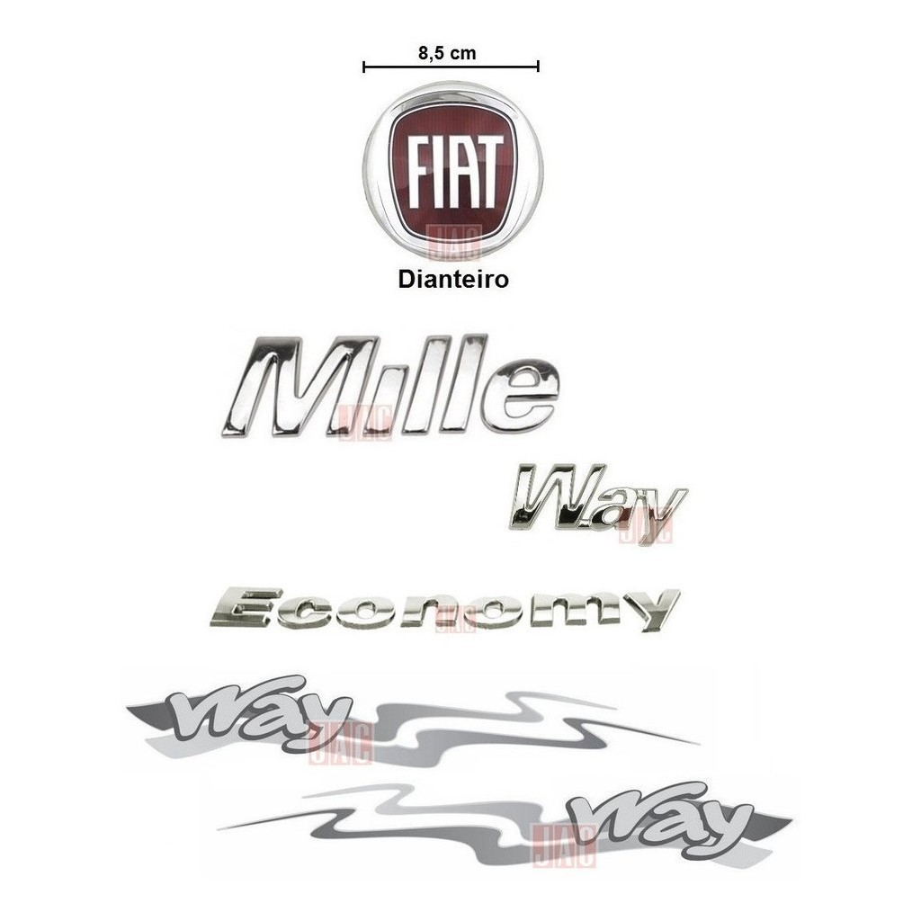 Emblemas Mille Way Economy + Lateral + Fiat Da Grade - 2013