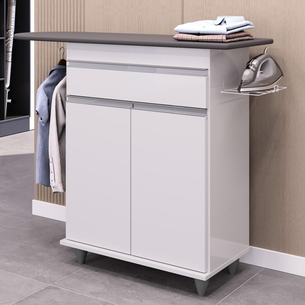 Tábua de Passar Com Balcão 2 Portas 1 Gaveta Larissa Branco - Lumil em Oferta na Shopee