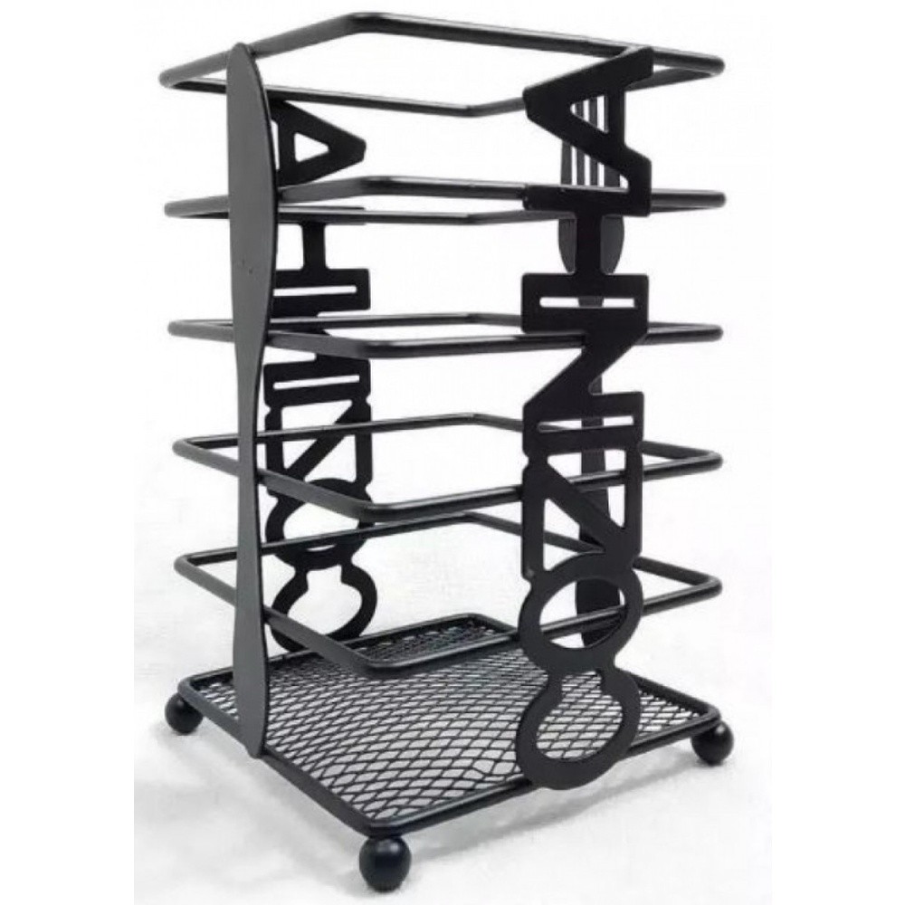 Porta Talher Escorredor Quadrado Aramado Preto - Wellhome