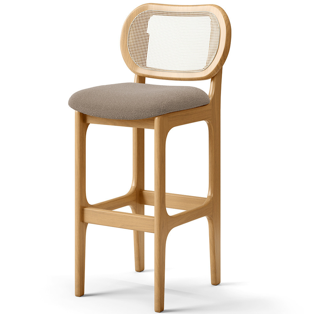 Banqueta Alta Para Cozinha Bancada Sala Tela Betta Fixa L02 Bouclê Bege - Lyam em Oferta na Shopee