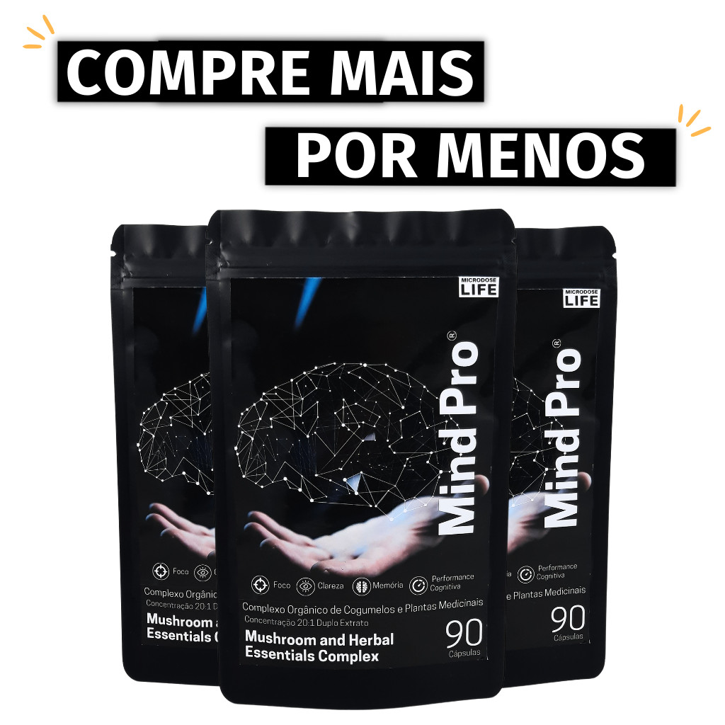 Mind Pro Kit 3 un. - Biohacker Foco Concentração e Equilíbrio Emocional MICRODOSE LIFE