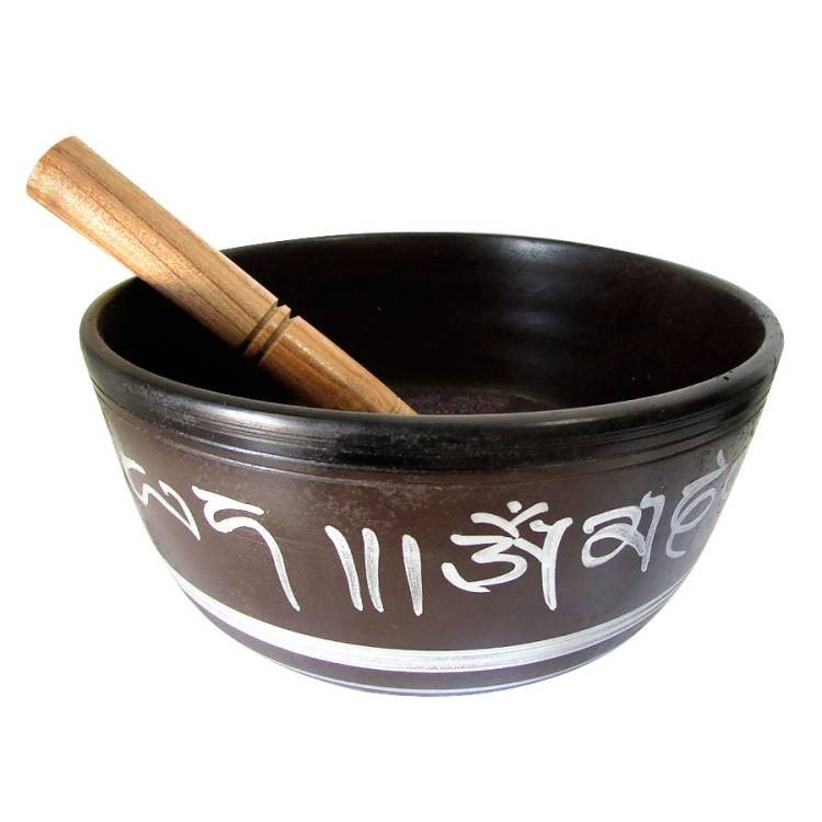 Imagem Tigela Tibetana Mantras Sino e Canto Alto GG T4 19cm - Marrom