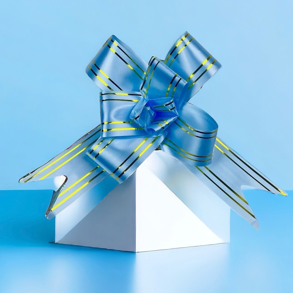 100 LAÇOS FACIL P/ PRESENTE AZUL CLARO 47 CM 30MM  (Ex) em Oferta na Shopee