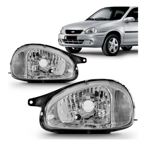 PAR FAROL DIANTEIRO MASCARA CROMADA CORSA 2001 ATÉ 2010 em Oferta na Shopee