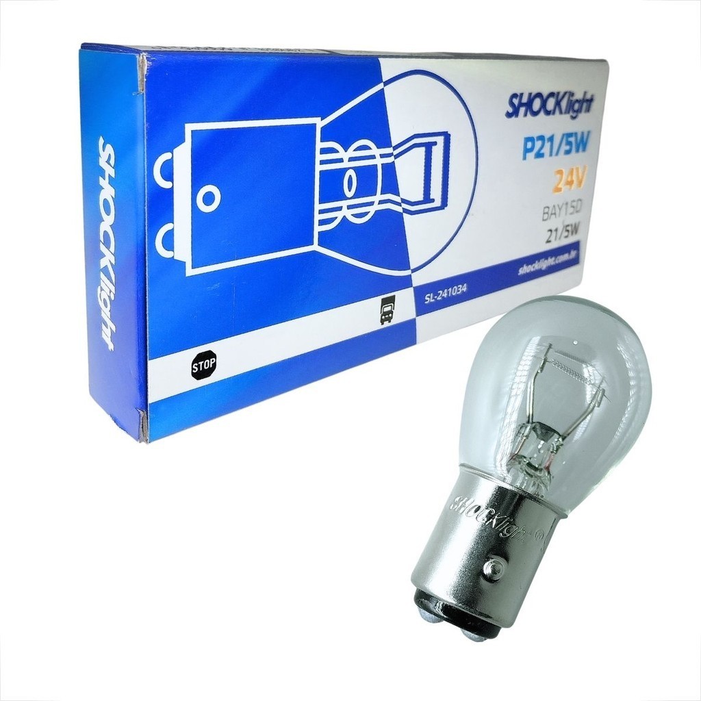 Conjunto 30 Lâmpadas Halógenas 24V 21/5W 1034 BAY15D 2 Polos Caminhao Veiculos Pesados Onibus Auto