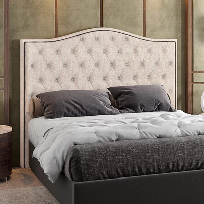 Cabeceira Cama Box Queen 160 cm P05 Grécia Linho Cru - Lyam Decor