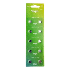 10 Baterias Pilhas Alcalina Lr621 1,5v Blister Cartela Elgin