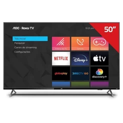 Smart TV AOC 50U7045/78G 4K UHD de 50" Roku TV HDR, Design sem bordas e Dolby Atmos