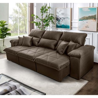 Sofá Retrátil Reclinável Trento 2,30m Suede Velut Tabaco  Molas no Assento - King House em Oferta na Shopee