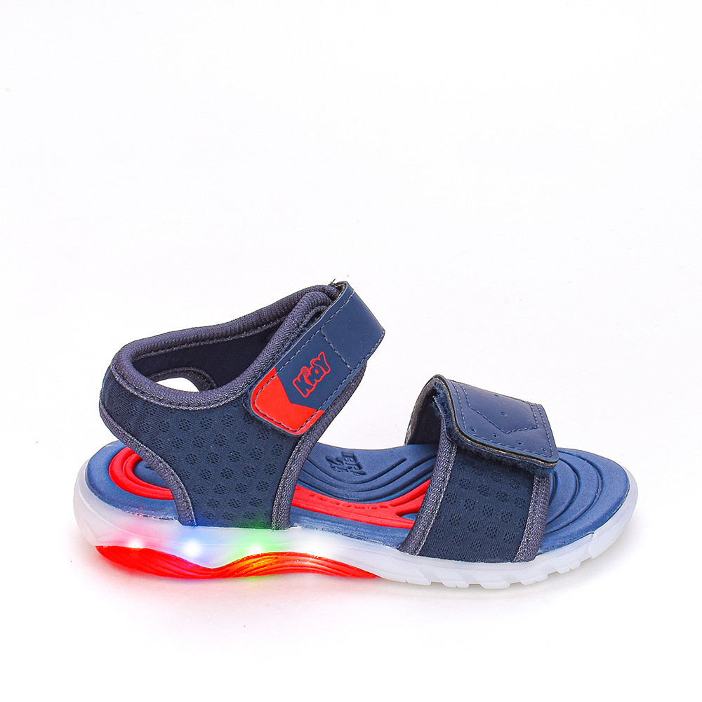 Sandália Infantil Menino Com Luz e Led Kidy Wave Vermelho e Marinho - Baby & Kids Fashion