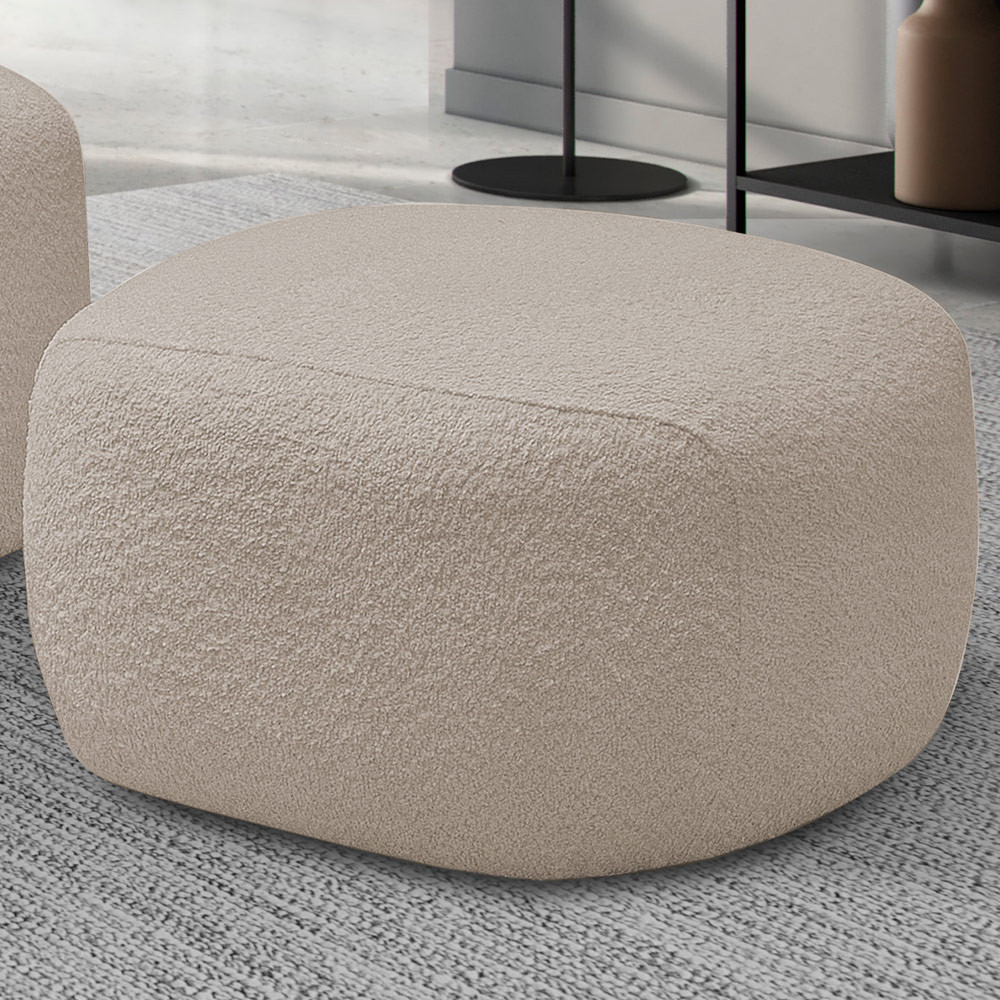 Puff Decorativo Orgânico Para Sala de Estar Living Barolo L06 Bouclê Bege - Lyam Decor em Oferta na Shopee