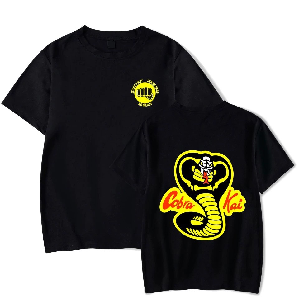 Camisa Camiseta Cobra Kai Logo Karatê Kid Fight Camisa Algodão Estilo Moda Unissex Envio imediato Camisas De Series (COBRA KAI)