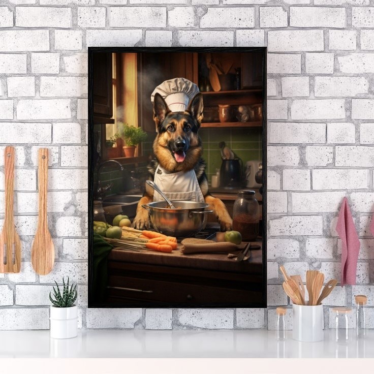 Quadro Para Cozinha Cão Raça Pastor Alemão 24x18cm