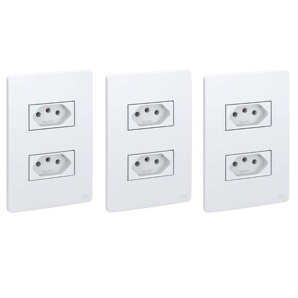 KIT 3 CONJUNTOS TOMADA DUPLA 2P+T 10A 250V ESATTA WEG BRANCO