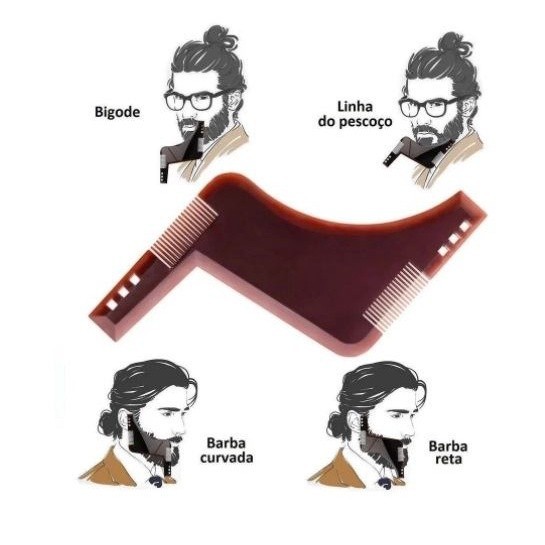 Régua Molde Para Barba Com Pente Modelador Alinhador em Oferta na Shopee