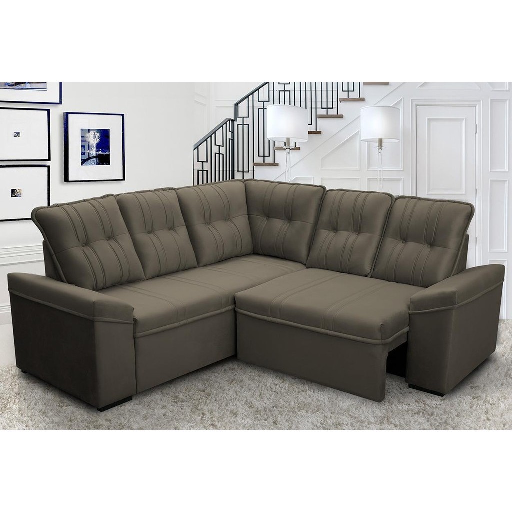 Sofá Canto London Tabaco Suede Velut - King House em Oferta na Shopee