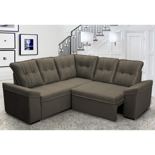 Sofá Canto London Tabaco Suede Velut - King House em Oferta na Shopee