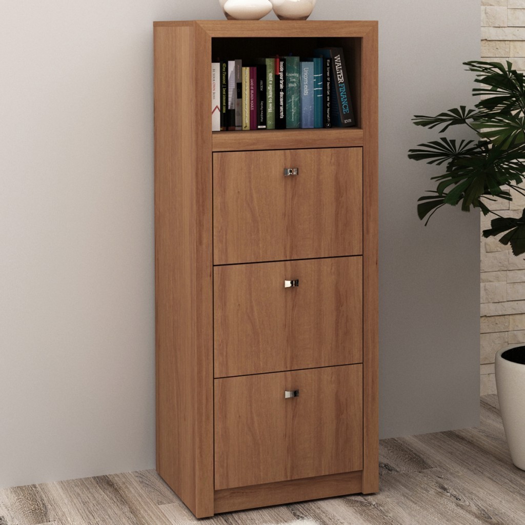 Gaveteiro 3 Gavetas Amendoa Me4118  - Tecno Mobili em Oferta na Shopee