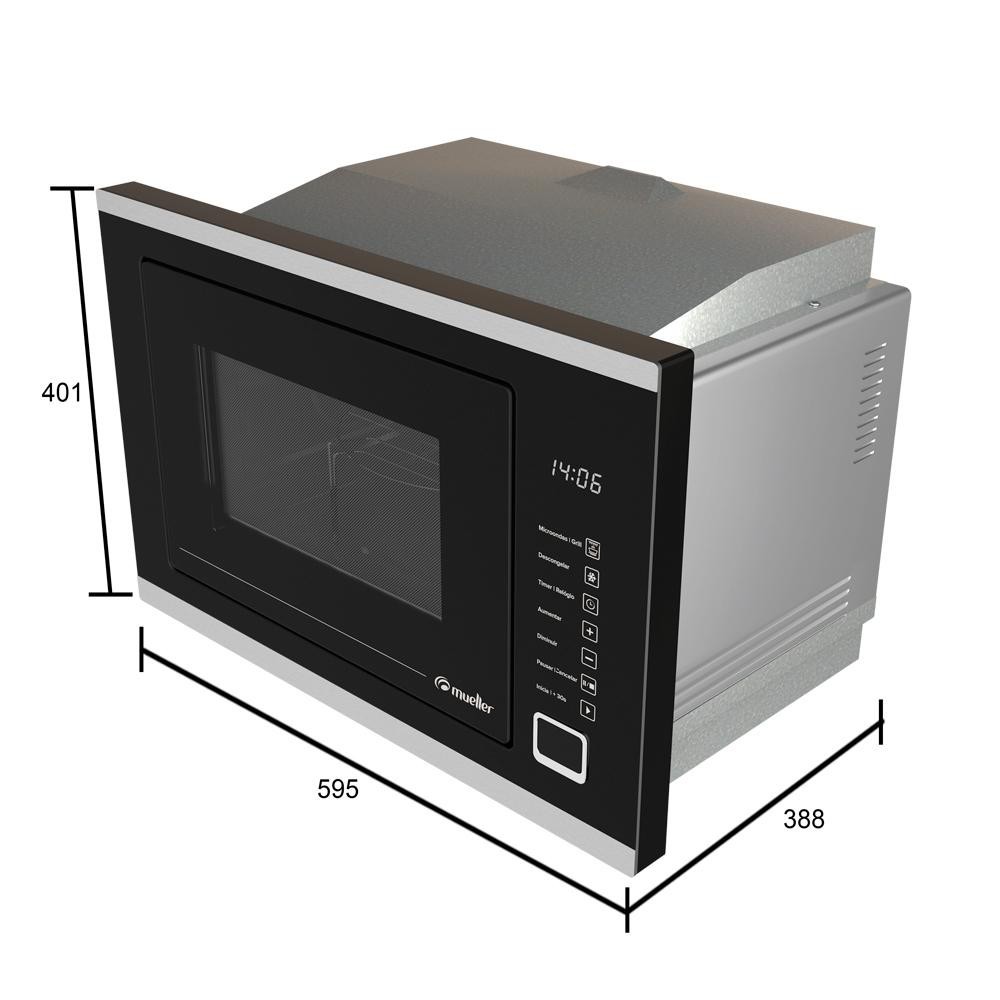 Detalhes do Forno Micro-ondas de Embutir Mueller 25 Litros Preto MMO0225G1