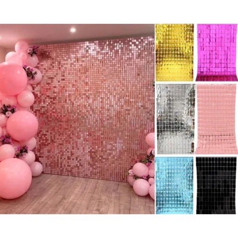 Cortinas  QUADRADA Metalizada Festa 1mx2m painel decoração em Oferta na Shopee