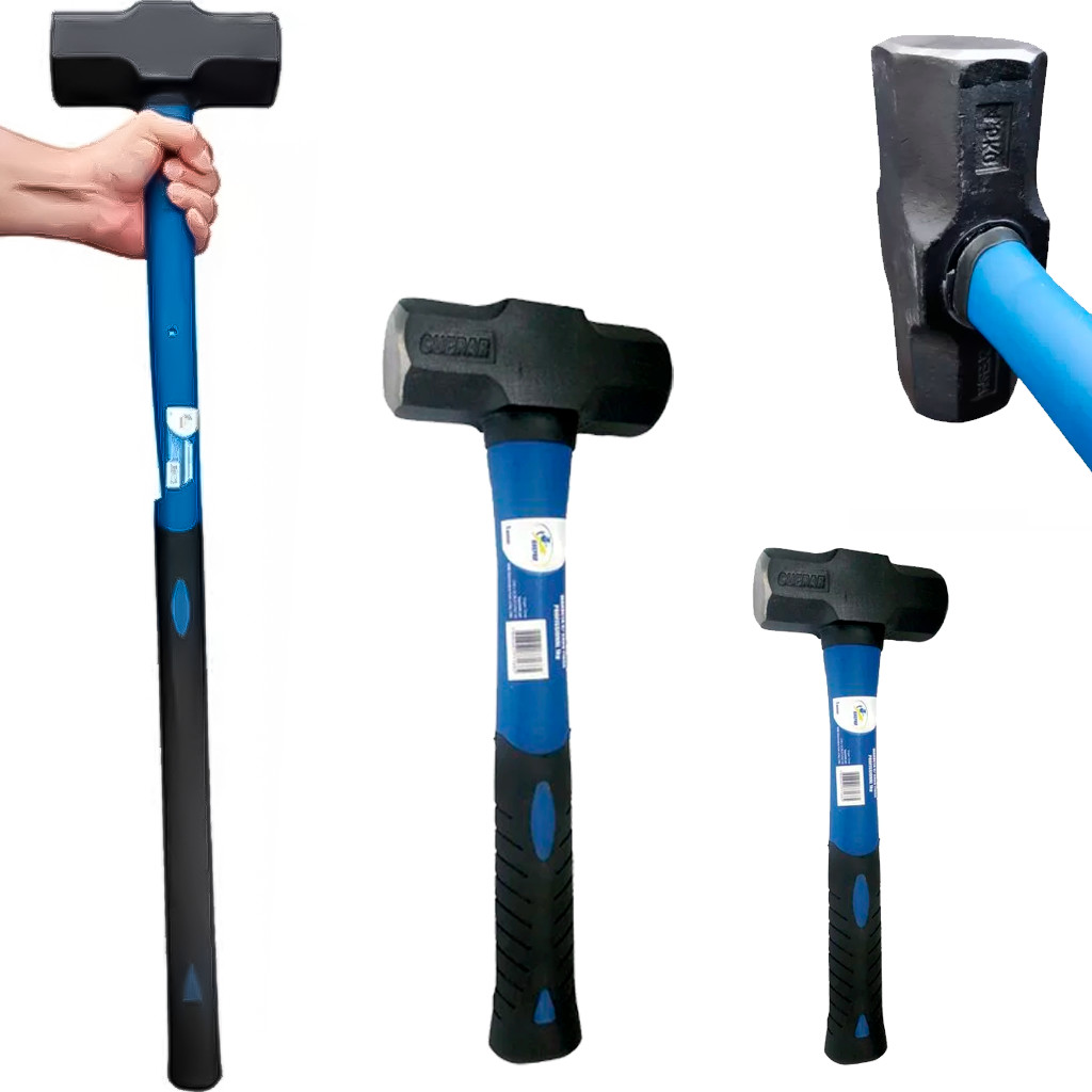 Marreta Aço Forjado Com Cabo Fibra Emborrachado Resistente Pesado Demolição Várias Medidas - GUEPAR em Oferta na Shopee