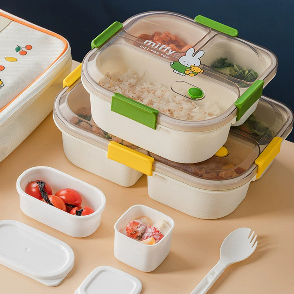 1 Conjunto 1100/1550ML Caixa Bento 3/4 Grades Boa Fivela De Vedação Fechamento Organizador Resistência Ao Calor Recipiente De Almoço Microwavable