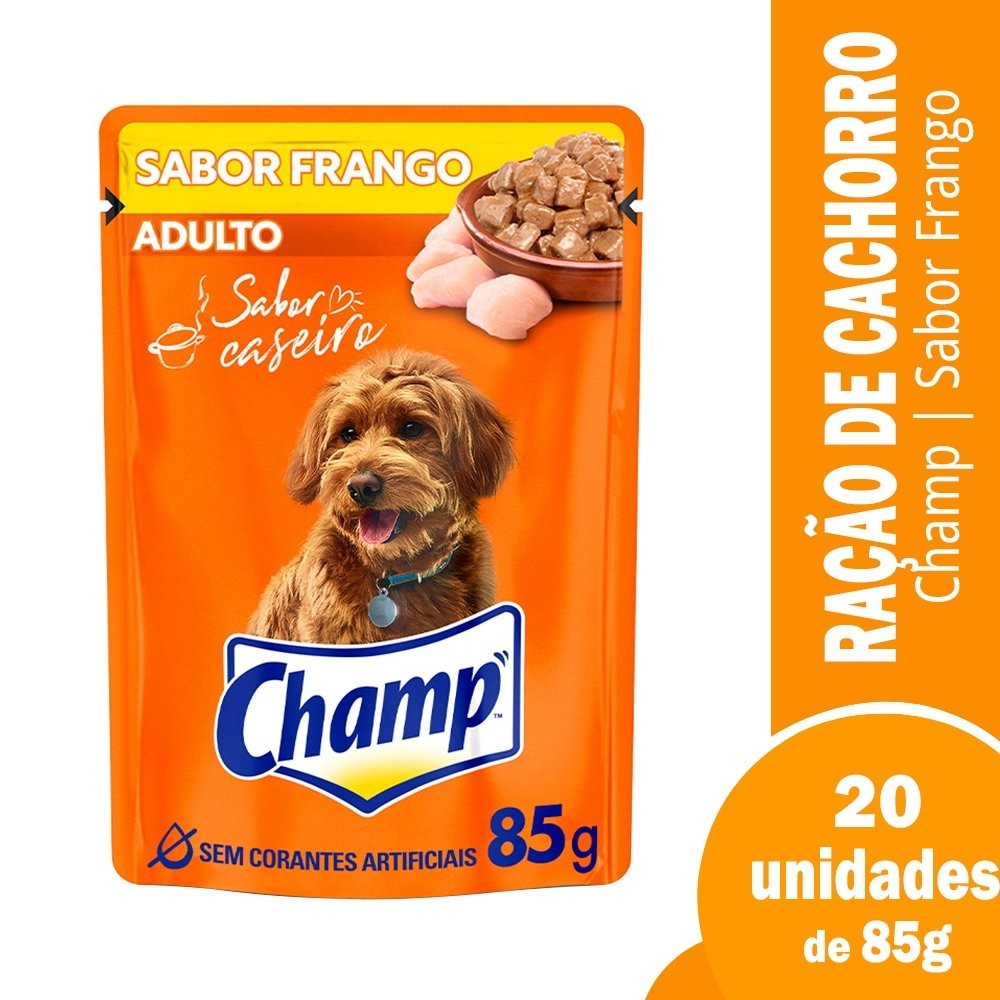 Ração Para Cachorro Adulto Champ Frango Sache 85G - Embalagem com 20 Unidades em Oferta na Shopee