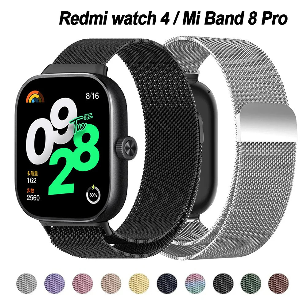Pulseira de Aços inoxidáveis para Xiaomi Watch Band 9 Pro Mi Band8 Band9 Pro / Redmi Watch 6 5 4 em Oferta na Shopee