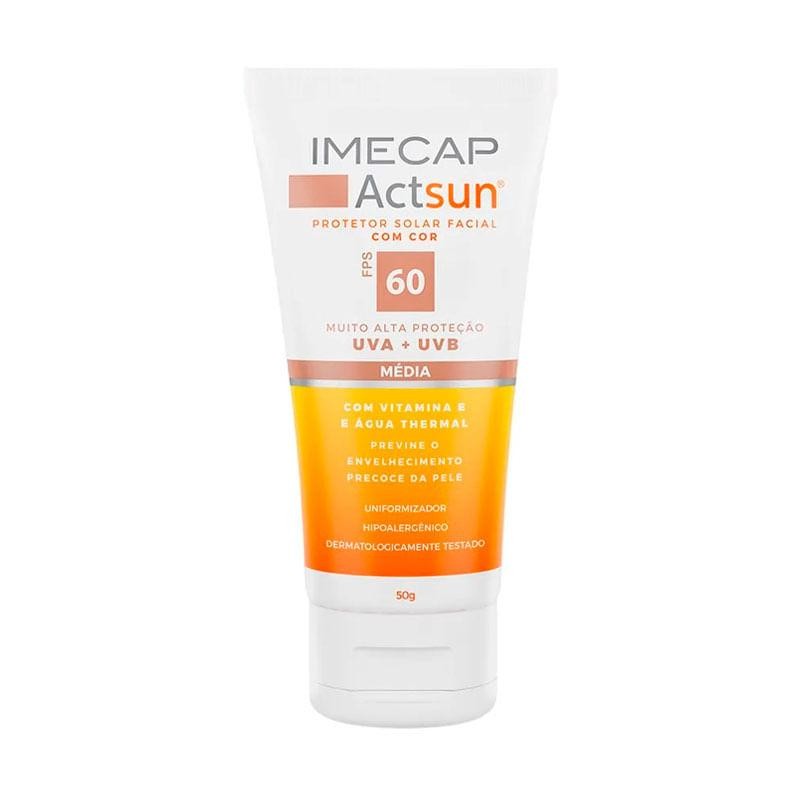 Protetor Solar Facial Imecap Actsun FPS60 Cor Média 50g em Oferta na Shopee