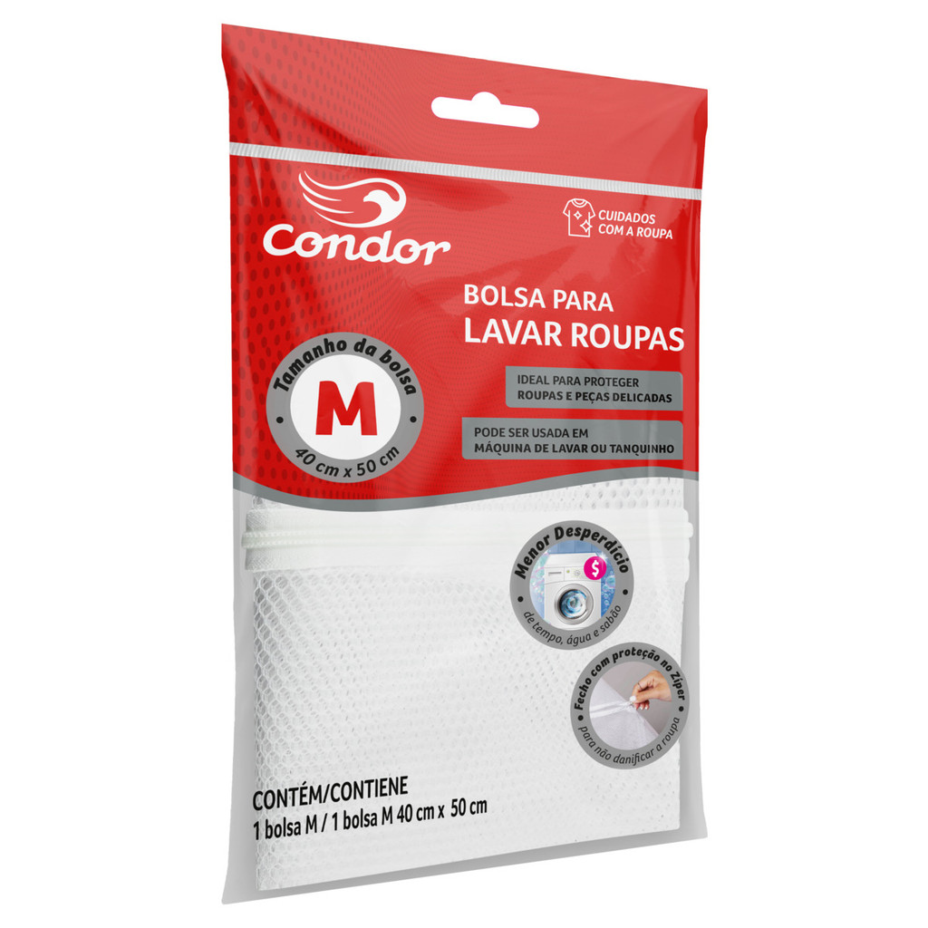 Detalhes do Bolsa Para Lavar Roupa Com Zíper Condor M 40Cm X 50Cm