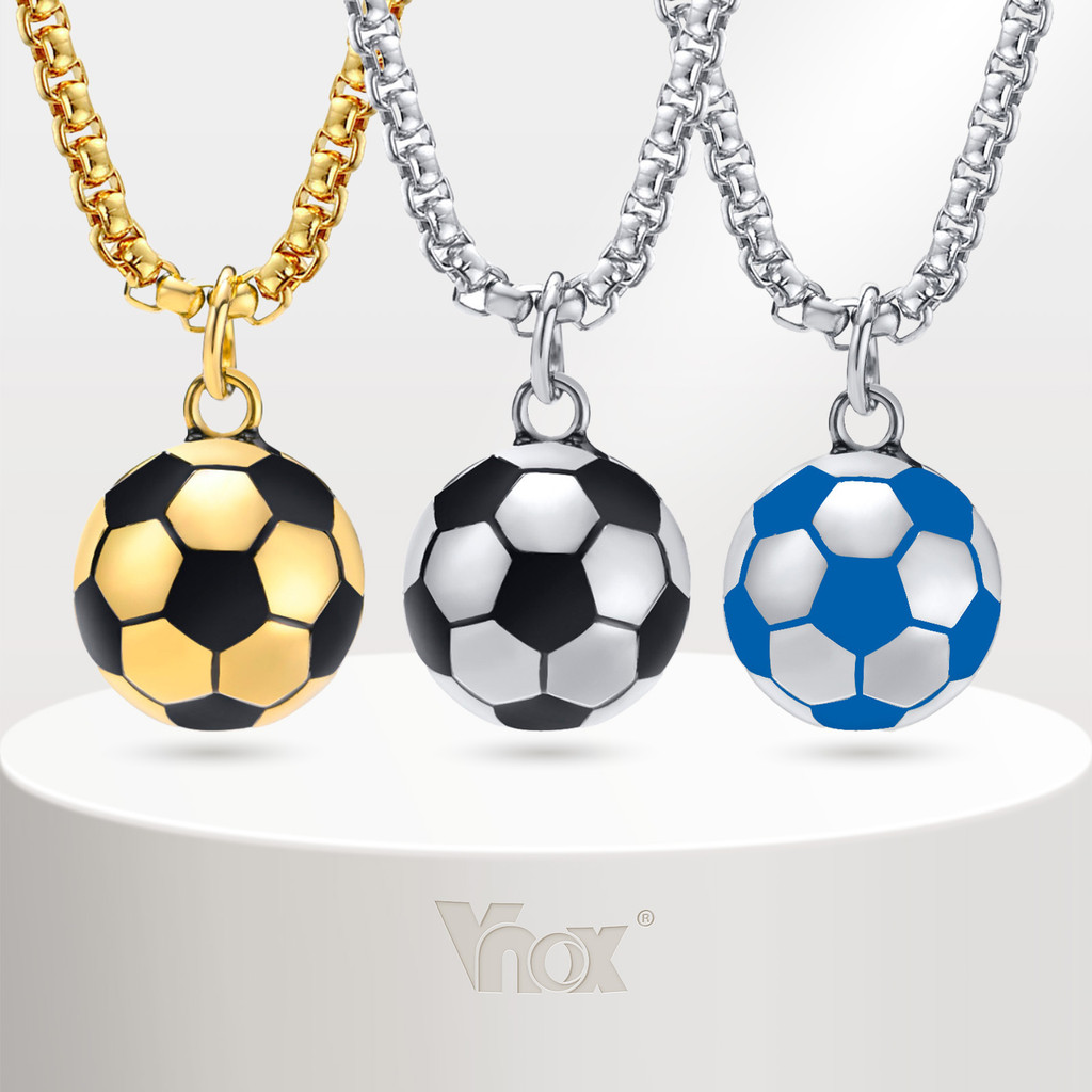 Colar Com Pingente De Futebol 3D Vnox Para Homens E Meninos , Corrente De Aço Inoxidável , Joias Esportivas , Personalid em Oferta na Shopee
