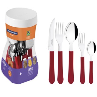 Faqueiro Tramontina Leme com Lâminas em Aço Inox Vermelho em Oferta na Shopee