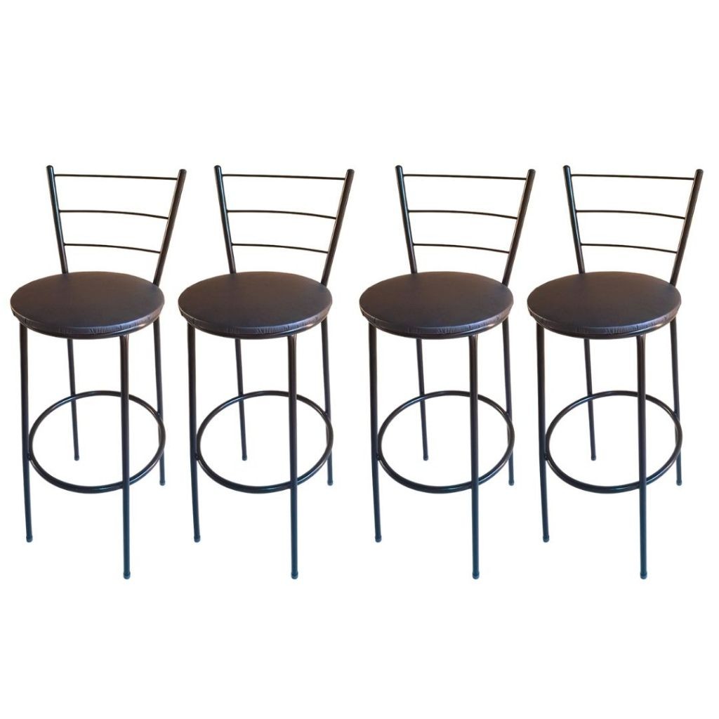 Kit 4 Banqueta Alta Tipo Bistro Preto Para Cozinha Área Gourmet 70cm Altura do Assento até o Chão