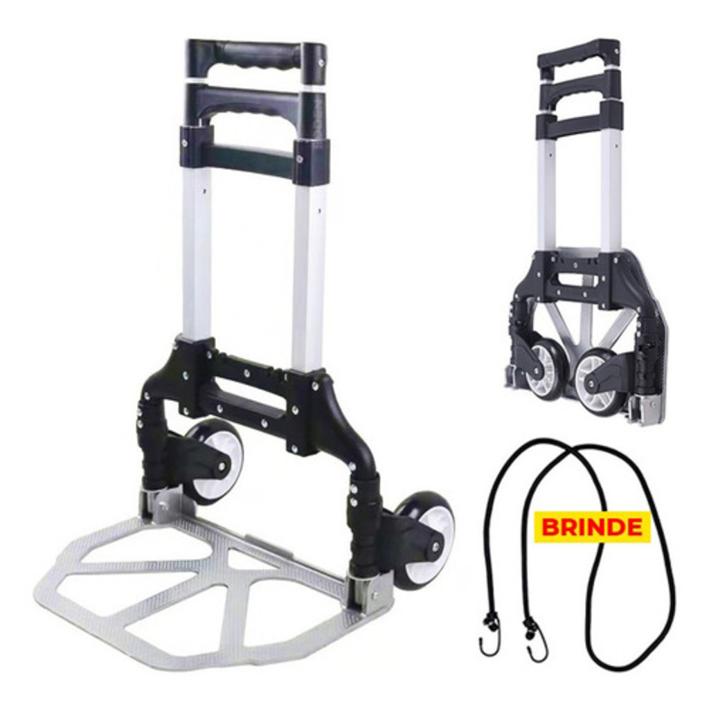 Carrinho de mão para carga dobrável Plataforma até 75kg cor preto Boden em Oferta na Shopee