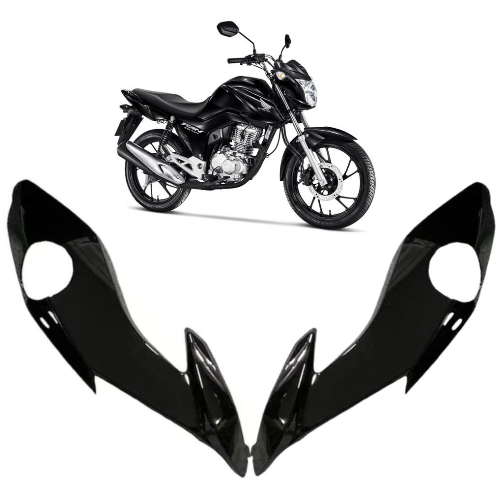 Carenagem Bananinha Farol Lateral Cg Fan Start 160 Preto Brilho 2022 2023 2024 PARAMOTOS HONDA
