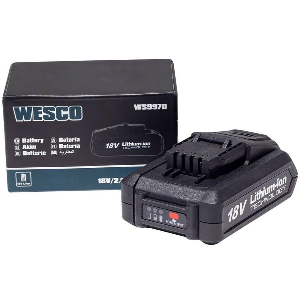 Bateria de Lítio 18V 2.0 Ah Carregamento Rápido WS9970 WESCO em Oferta na Shopee