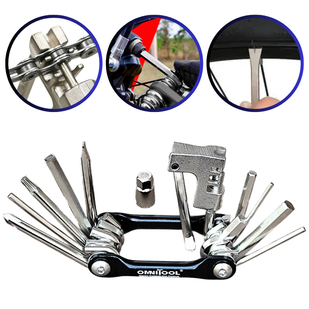 Canivete Kit 12 Funções Bike Chave Corente Ferramentas Bicicleta Extrator Corrente Multifunções  Mtb  Mini
