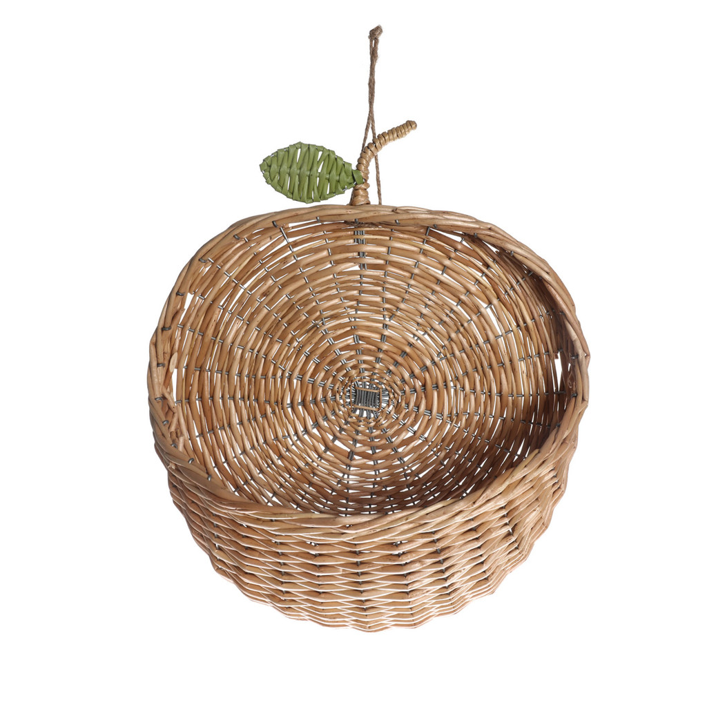 cesto organizador de parede maçã 30cm com textura palha rattan - Oikos em Oferta na Shopee