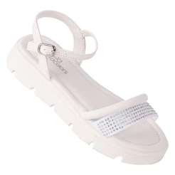 Sandália Feminina Infantil Aurora Brilho - Branco