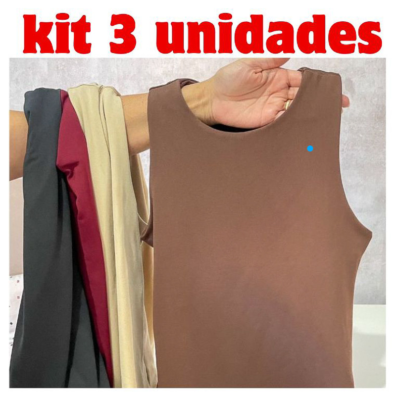 KIT 3 Regatas Blusinha Basica Casual Blusa Feminina Suplex Duplo Blogueira Tendencia