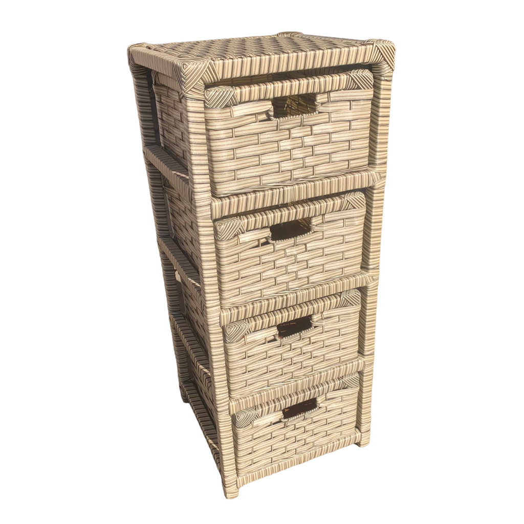 Gaveteiro Organizador Fibra Sintética 4 Gavetas 30x30x75 Banheiro Quarto Vertical Luxo (Já Montado) em Oferta na Shopee